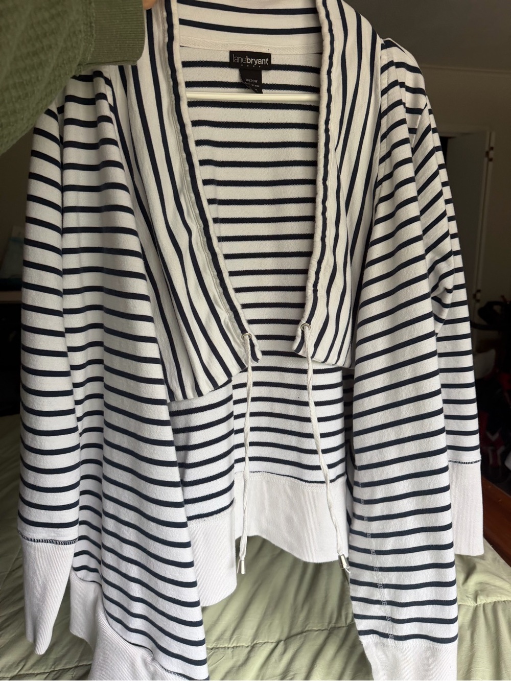 Lane Bryant 100% Cotton White and Navy Striped Top